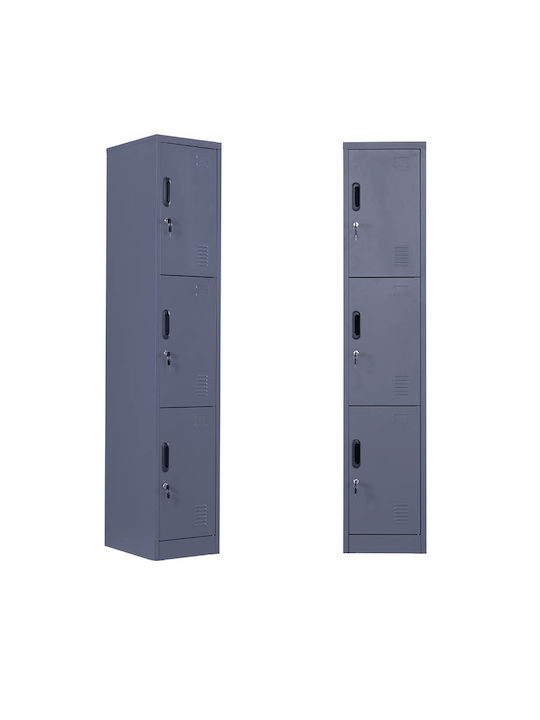 Dulap Metalic cu 3 Dulapuri Antracit Checkmate 38x45x180cm