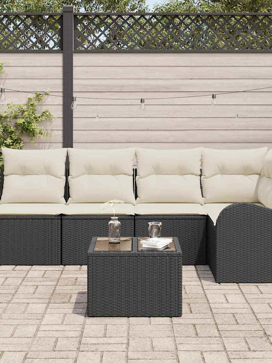 Set Camera De Zi Exterior 6 Piese Negru Cu Perne