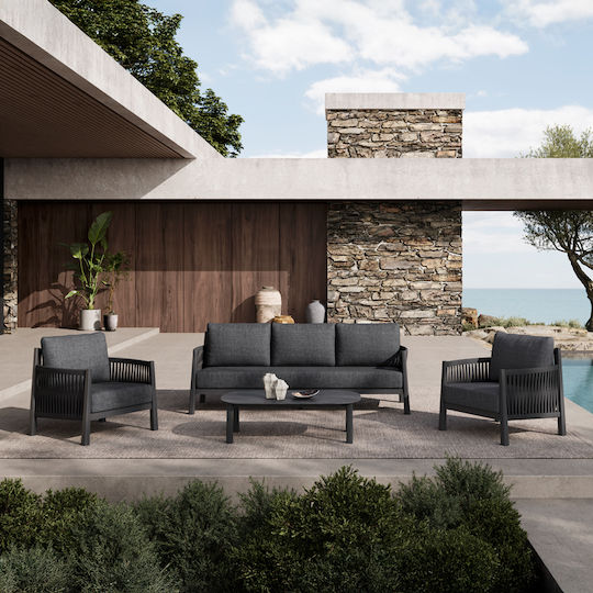 Outdoor Living Room Set 4 Pieces Anthracite With Pillows