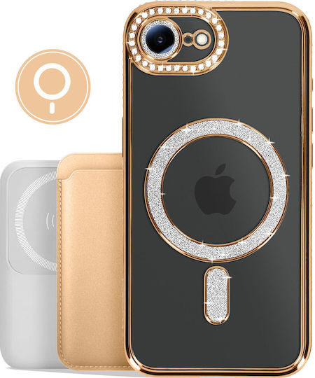 Avizar Magsafe-kompatible iPhone 17e Handyhülle mit Strassbesatz Gold