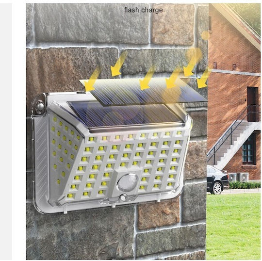 Lampă Solară de Perete Alb Cald 3000K cu Senzor de Mișcare și Fotocelul IP65