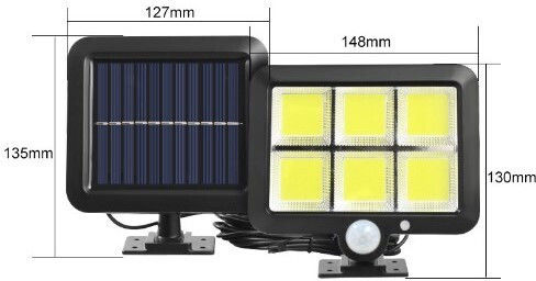 Lampă Solară 10W 1200lm Alb Rece 6000K cu Senzor de Mișcare și Fotocelul IP65 12.77x12.77x12.77cm