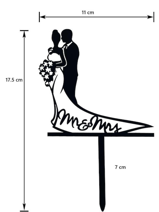 Cake Topper Flippy Model 1 Mrandmrs 17.5 X 11 Cm Black