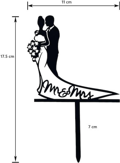 Cake Topper Flippy Model 1 Mrandmrs 17.5 X 11 Cm Negru