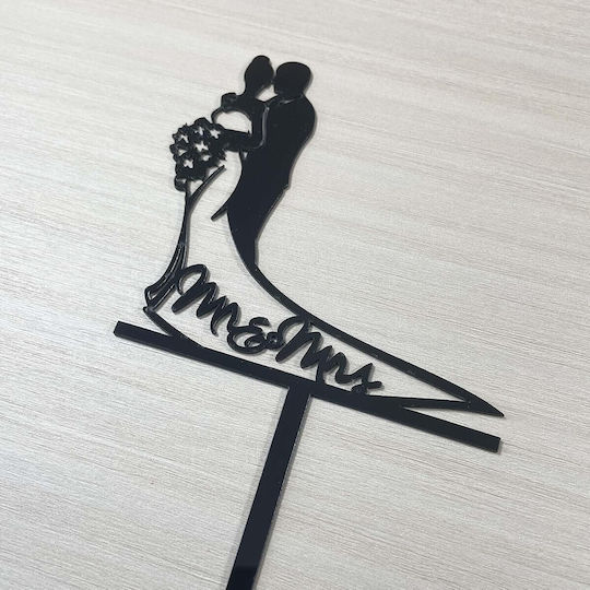 Cake Topper Flippy Model 1 Mrandmrs 17.5 X 11 Cm Negru