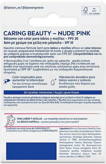Liposan Caring Beauty Lip Balm SPF30 Nude Pink & Cheek 4.8gr