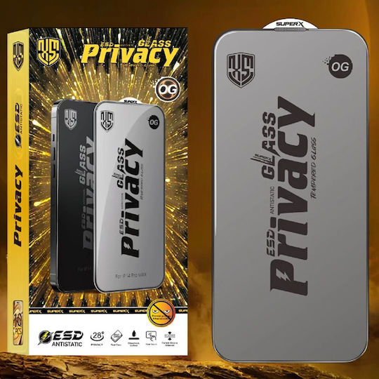 Folie Protectie Realme 12+ Flippy Esd Antistatic Sticla Temperata Super-x Privacy Cu Margini Negre 0.30 Mm Transparent Inchis