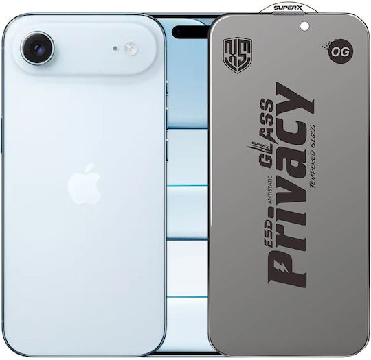 Privacy Folie Protectie Ecran Sticla Temperata Apple iPhone 17 Air Flippy ESD Antistatic Sticla Temperata Super-x Marginile Negre Rezistenta La Zgarieturi 0.30 Mm Transparenta