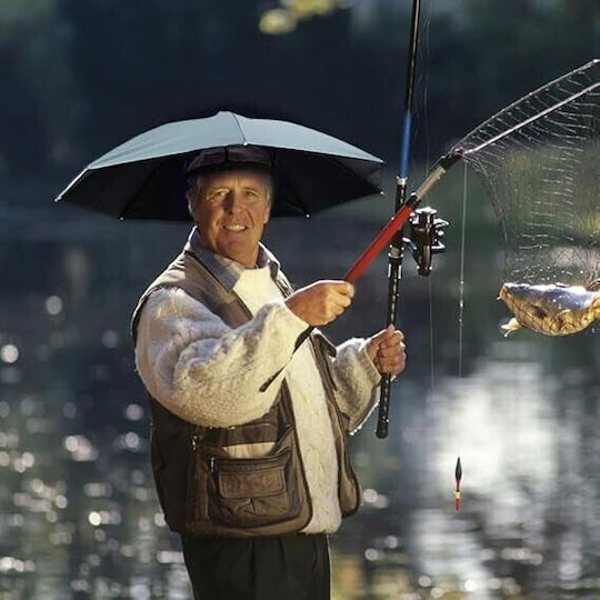 Umbrelă Tip Șapcă Flippy Diametru 69 Cm Bandă Elastică Pentru Cap Protecție Împotriva Ploii Și UV Albastru Deschis