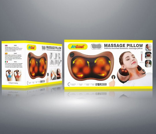 Andowl Shiatsu Massage Pillow for Neck Waist and Back with Heating Function