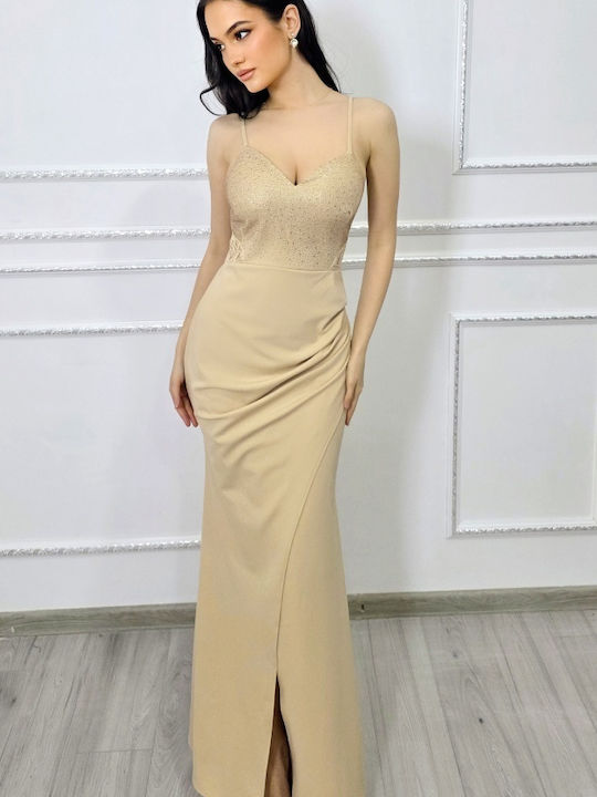 Mit Spitze Damenkleid Abend Gold
