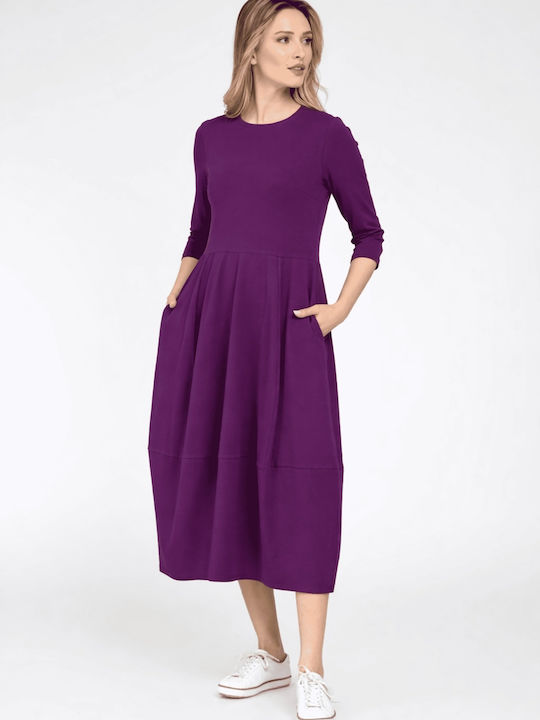 Midi Damenkleid Gestrickt Lila