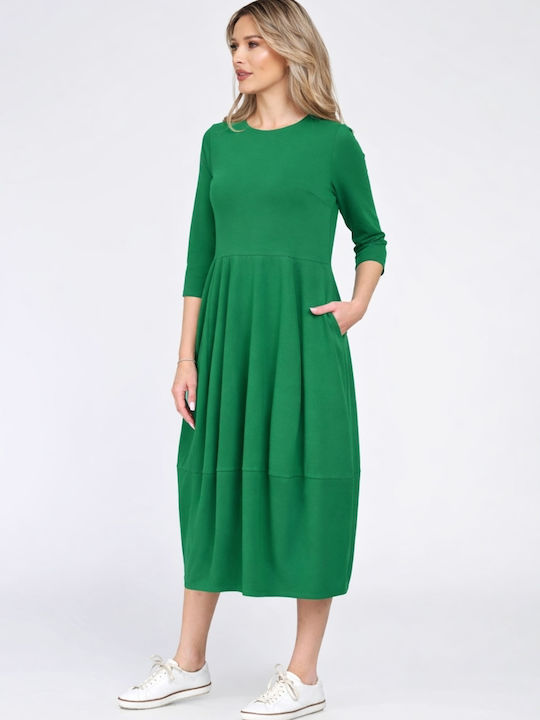 Rochie Midi Tricotată Verde