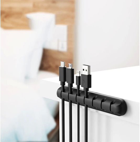 Cable Organizer Flippy Self-adhesive Multifunctional 7 Support Slots 11.8x2.2cm Black
