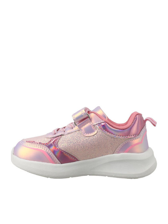 Kids Sneakers Anatomic with Hoop & Loop Closure & Lights Pink