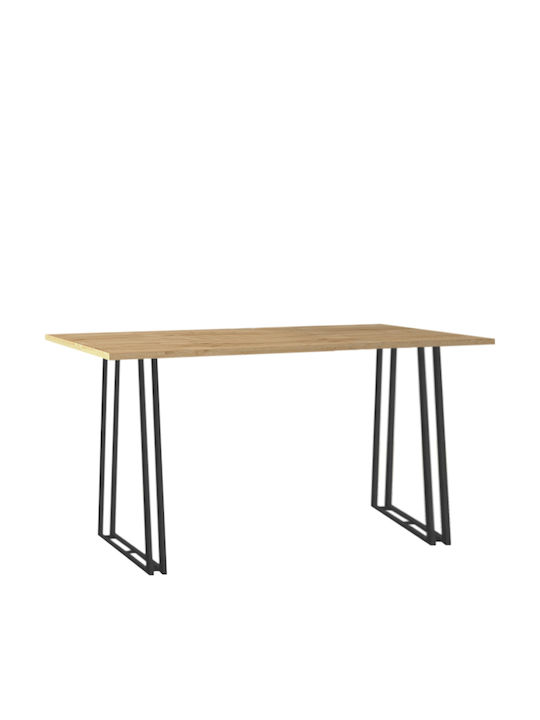 Gable Table Kitchen Wooden with Metal Frame Black / Sonoma 140x80x76cm