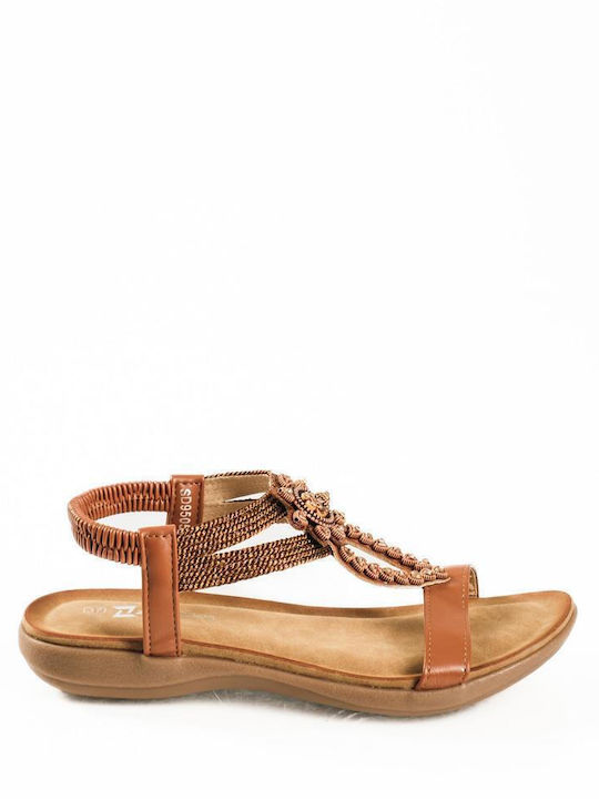 Damen Flache Sandalen Tabac Braun