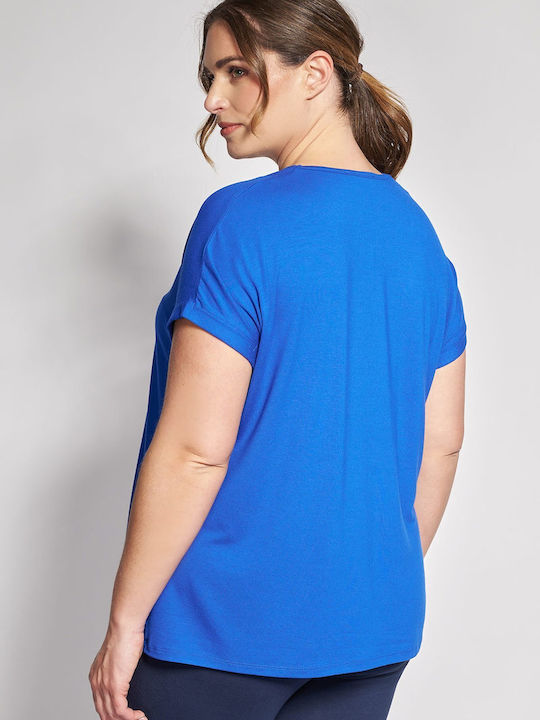 Bluza Damă Polo Mâneci Scurte Albastră