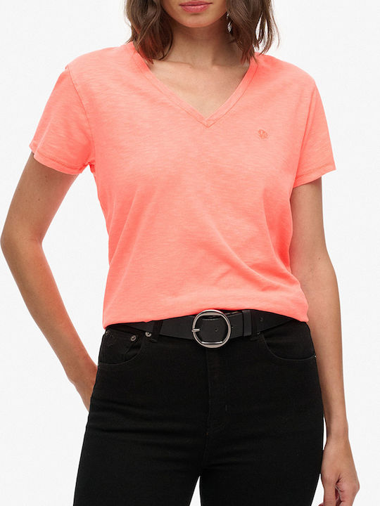 Superdry Studios Slub Emb Vee Тениска Корал