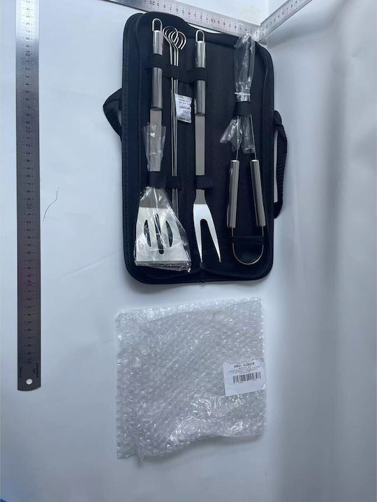 Set 7 Grill Utensils Flippy Stainless Steel Oxford Bag Silver