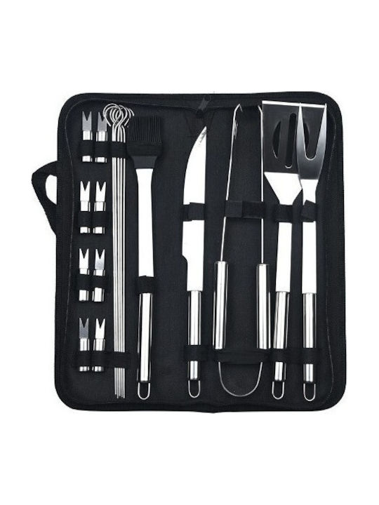 Set 18 Grillwerkzeug-Flippy Edelstahl Oxford Tasche Silber