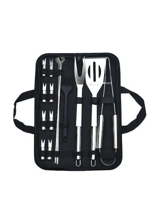 Set 16 Grillwerkzeug-Flippy Edelstahl Oxford Tasche Silber