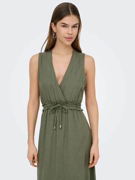 Summer Maxi Wrap Dress Smokey Olive