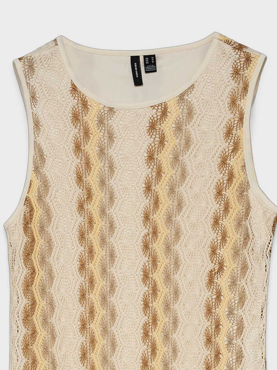 Summer Midi Dress with Tearing Beige