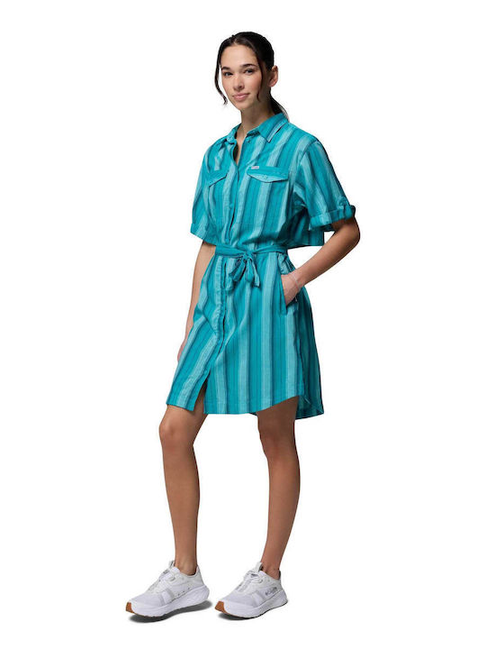 Sommer Mini Hemdkleid Blau