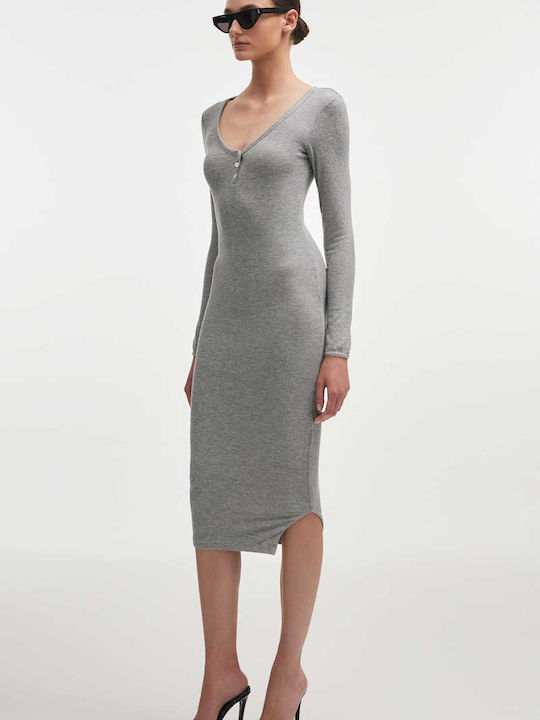 Midi Abend Hemdkleid Grau