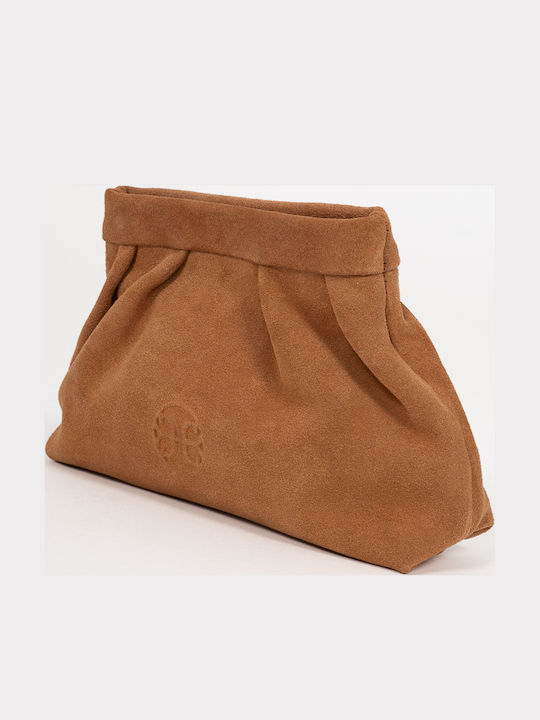 Brauner Damenbeutel Aus Leder und Wildleder