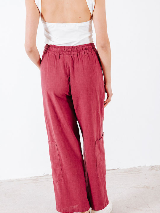 Damen Hochgeschnittenes Stoffhose Lila