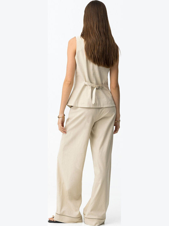 Women's Linen Pantaloons Beige