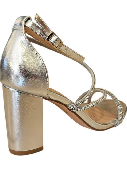 Damen Sandalen mit Strass Silber