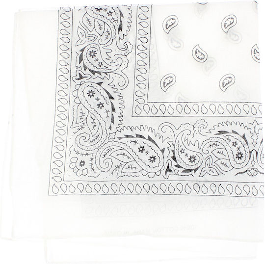 Bandană Din Bumbac Mărime 55 X 55 Cm Imprimeu Mandala Albă Es2192