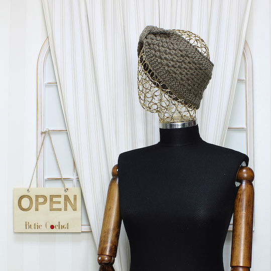 Bentită Tricotată Pentru Păr Femei 100% Acrilic ButicCochet O Mărime Culoare Khaki Bnt385