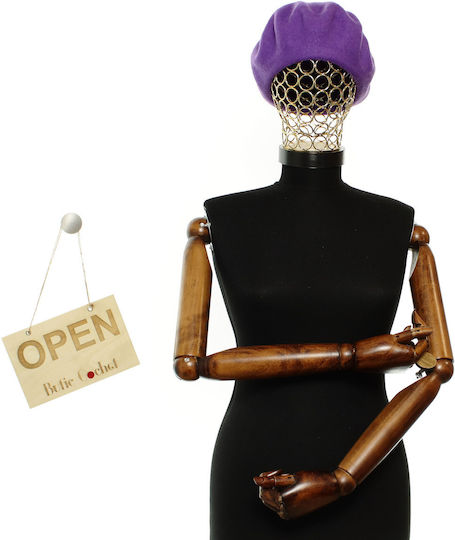 Beretă De Lână Pentru Femei ButicCochet Design Cu Perle O Mărime Violet Bsc838