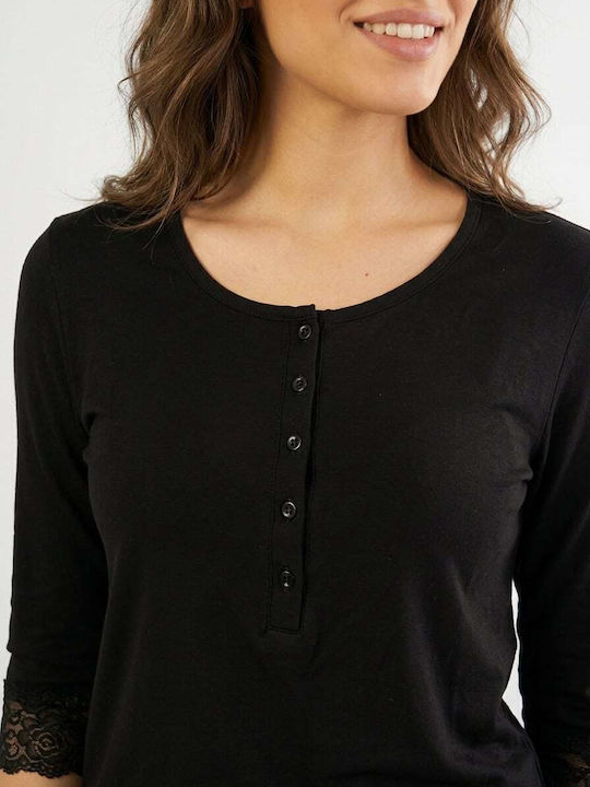Summer Women's Cotton Black Pyjama Set