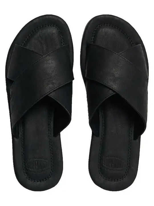 Leder Herrensandalen in Schwarz Farbe