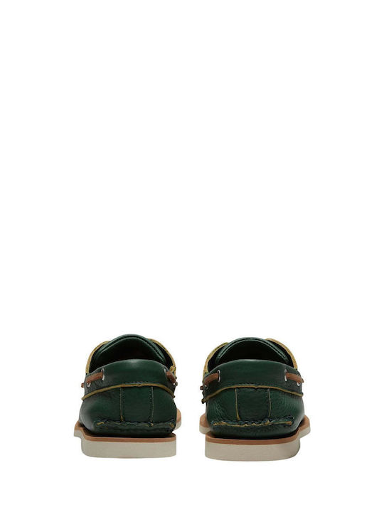 Δερμάτινα Ανδρικά Boat Shoes σε Πράσινο Χρώμα