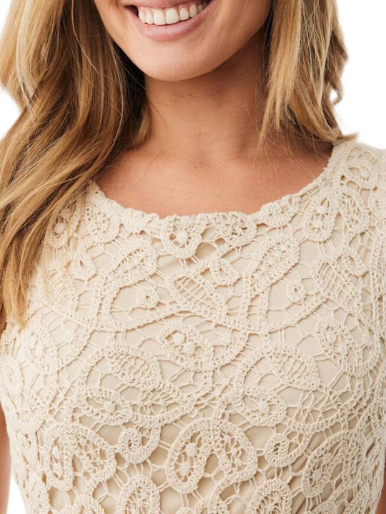 Summer Midi Dress for Wedding - Christening Light Sand