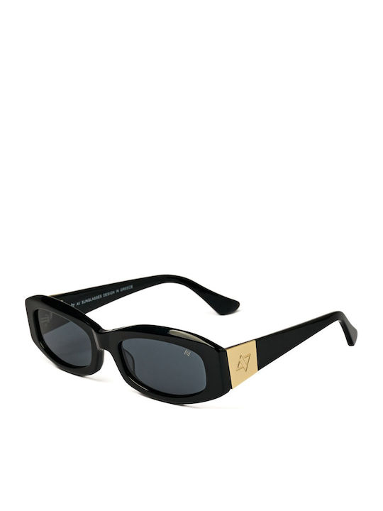 AV Sunglasses Orla Unisex Sonnenbrillen mit Schwarz Metallischem Rahmen und Schwarz Fassung