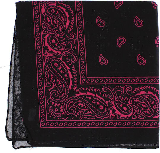 Bandană Din Bumbac Mărime 55 X 55 Cm Imprimare Mandala ButicCochet Neagră Roz Es2203
