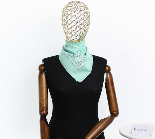 Bandana Din Bumbac Mărime 55 X 55 Cm Print Mandala Verde Menta Es2193
