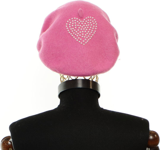 Beretă De Lână Pentru Femei ButicCochet Design Cu Perle O Singură Mărime Roz Bsc845