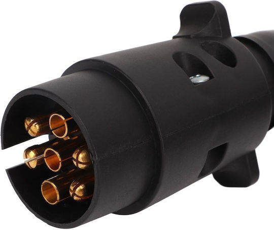 Cablu Electric Spirală Remorcă Rulotă 2 Mufe Masculin Masculin 7 pini Lungime 2,5m Culoare Neagră