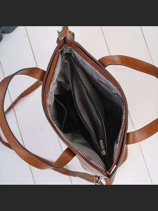 Geantă Shopper de Damă din Piele Cognac
