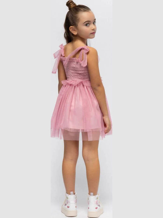 Girls Dress Sleeveless Tulle Pink