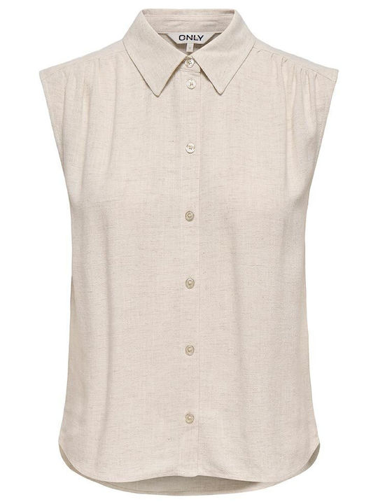 Long Sleeve Women's Linen Ecru Shirt
