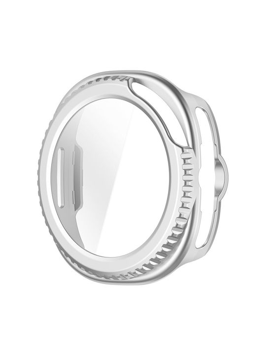 Premium Series Kunststoff mit gehärtetem Glas Tragbare Hülle in Silber Farbe für Galaxy Watch8 Classic 46mm